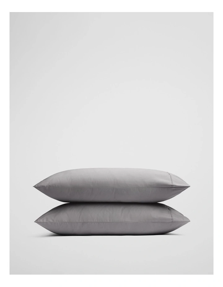 Heron Organically Grown Cotton King Pillowcase Pair in Silver image 1