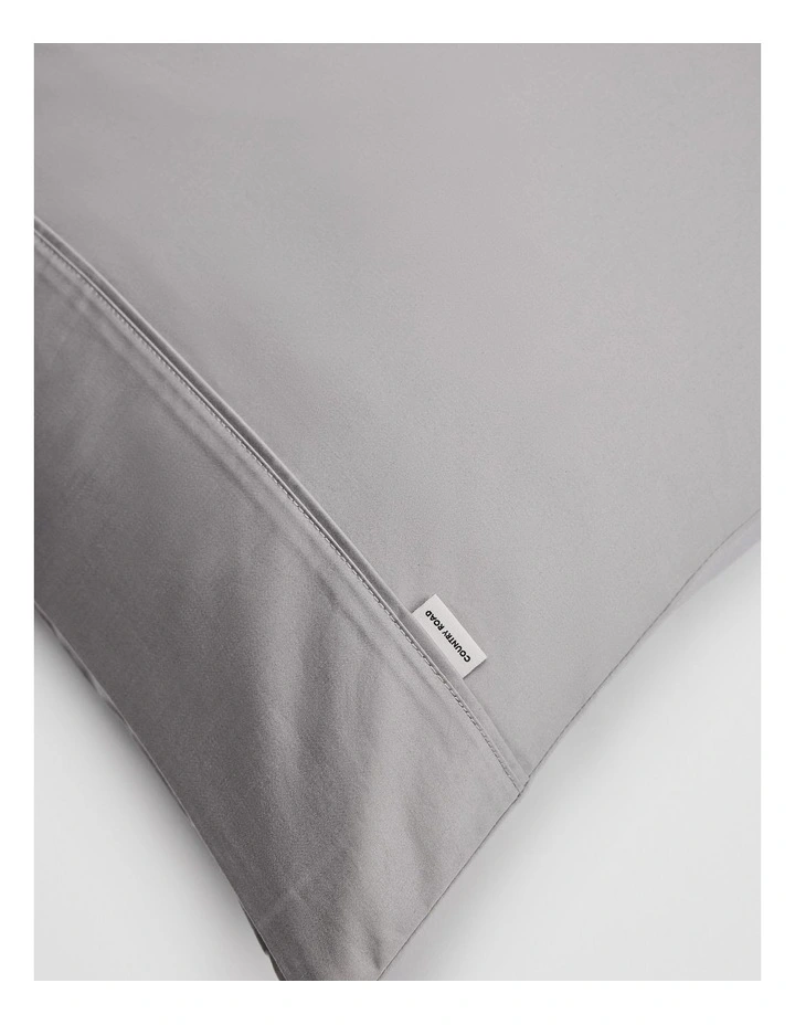 Heron Organically Grown Cotton King Pillowcase Pair in Silver image 2
