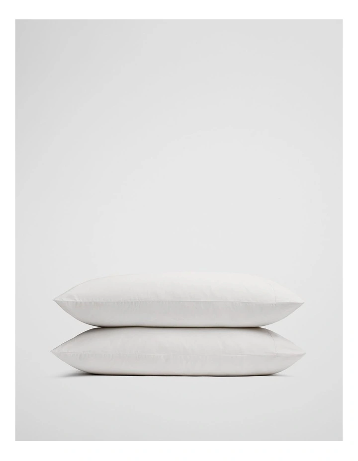 Heron Organically Grown Cotton King Pillowcase Pair in Snow image 1