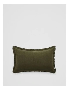 Grove Organically Grown Linen Cushion 35x60 in Dark Olive