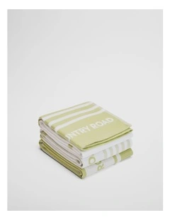 Aeri Verified Australian Cotton Tea Towel Pack Of 3 in Leek Green