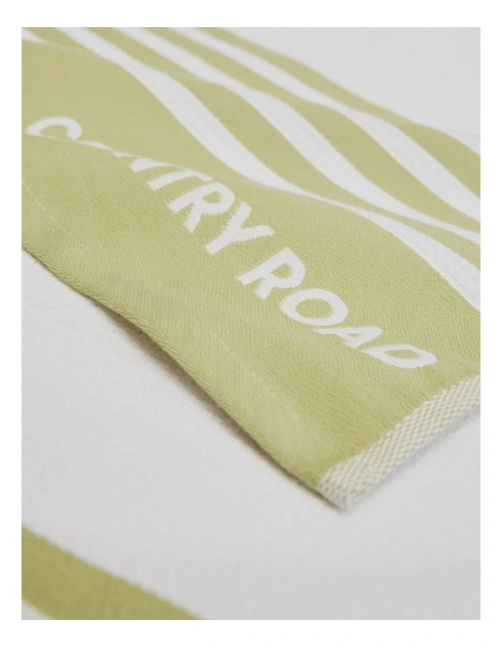 Aeri Verified Australian Cotton Tea Towel Pack Of 3 in Leek Green image 2