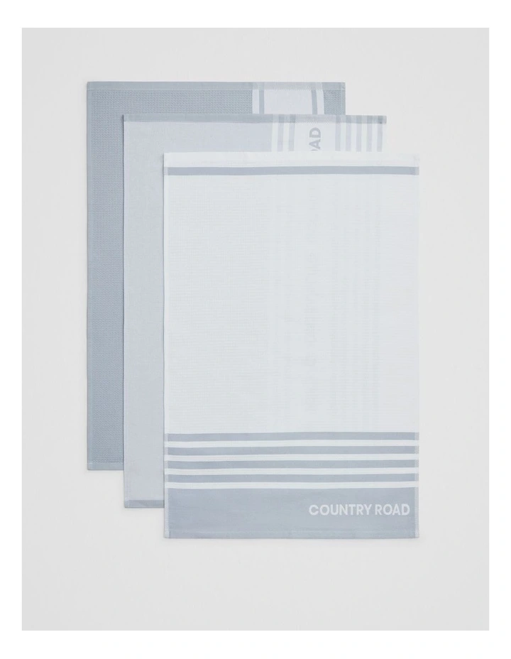 Aeri Verified Australian Cotton Tea Towel Pack Of 3 in Ciel Blue image 3