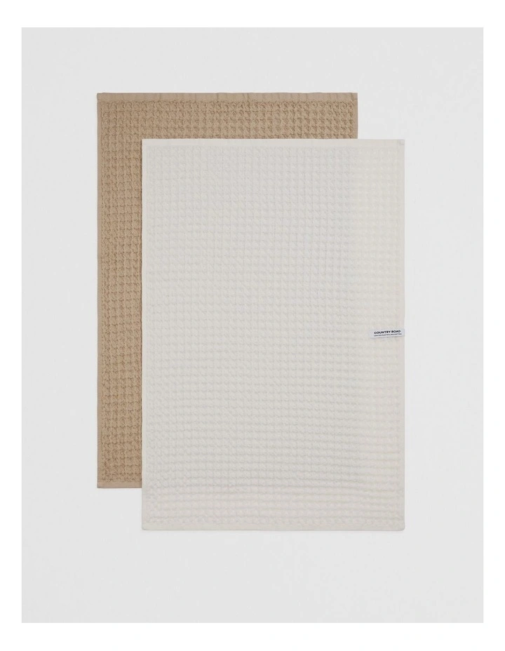 Meeka Verified Australian Cotton Tea Towel Pack Of 2 in Beige image 3