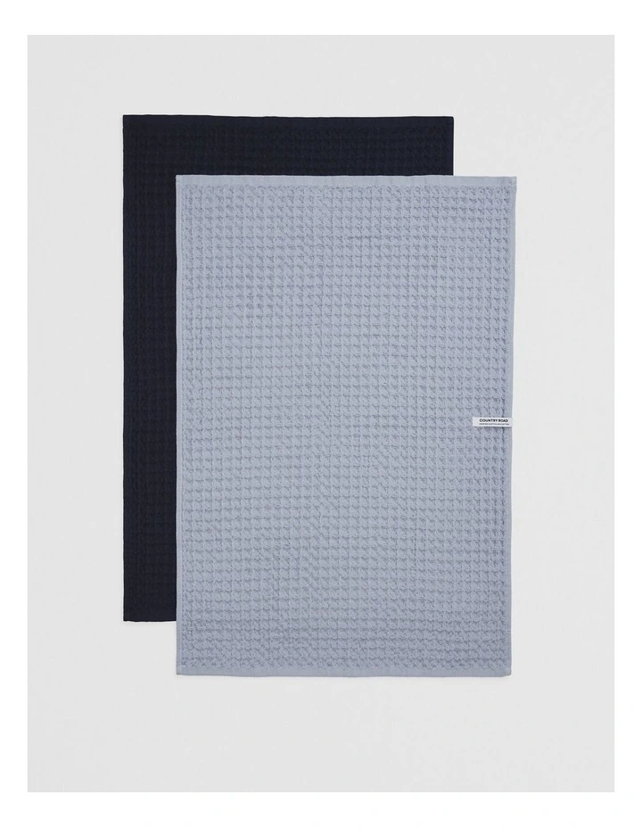 Meeka Verified Australian Cotton Tea Towel Pack Of 2 in Ciel Blue image 3