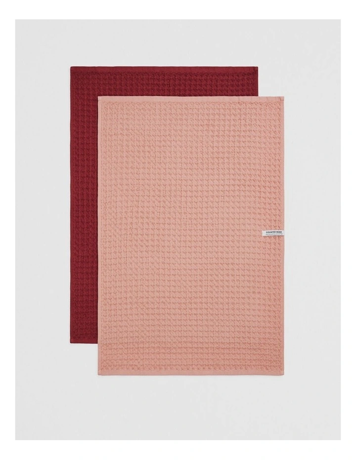 Meeka Verified Australian Cotton Tea Towel Pack Of 2 in Pink Clay image 3