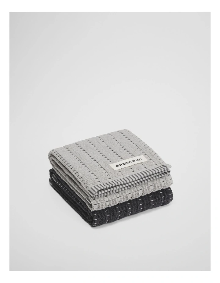 Mira Verified Australian Cotton Tea Towel Pack Of 2 in Charcoal image 1