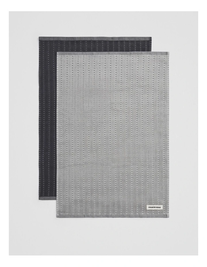 Mira Verified Australian Cotton Tea Towel Pack Of 2 in Charcoal image 3