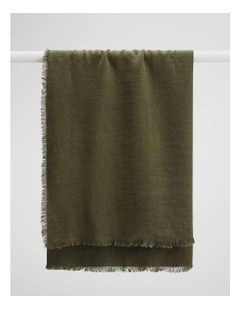 Grove Organically Grown Linen Throw in Dark Olive