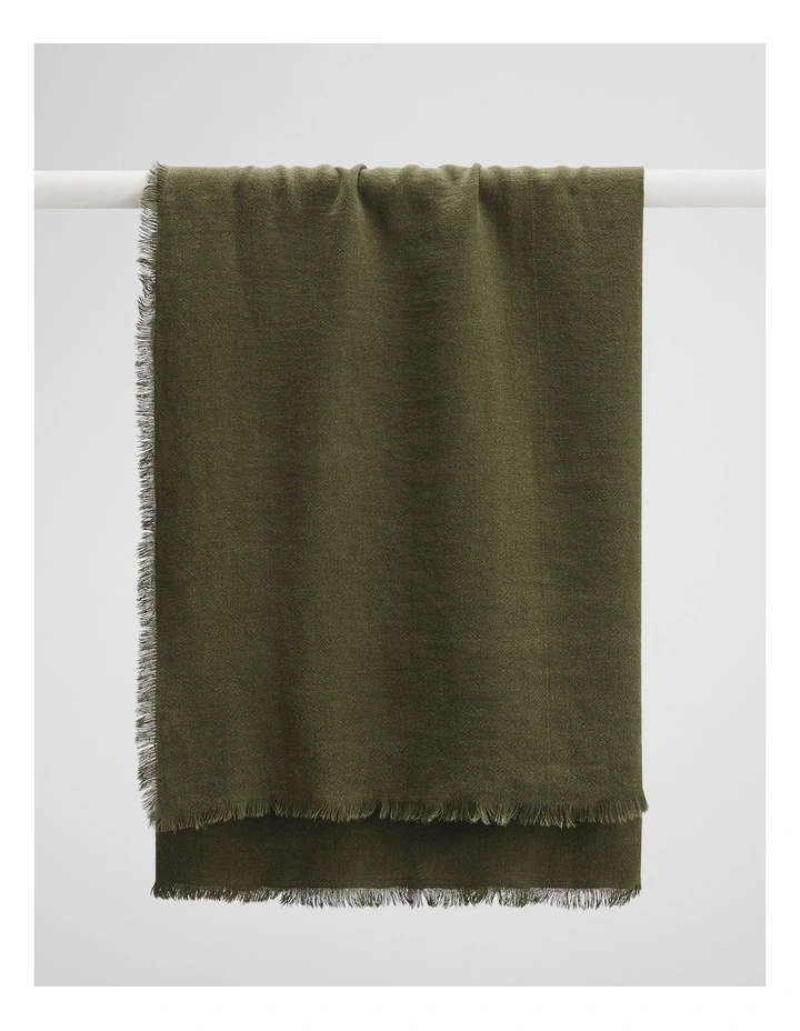 Grove Organically Grown Linen Throw in Dark Olive image 1