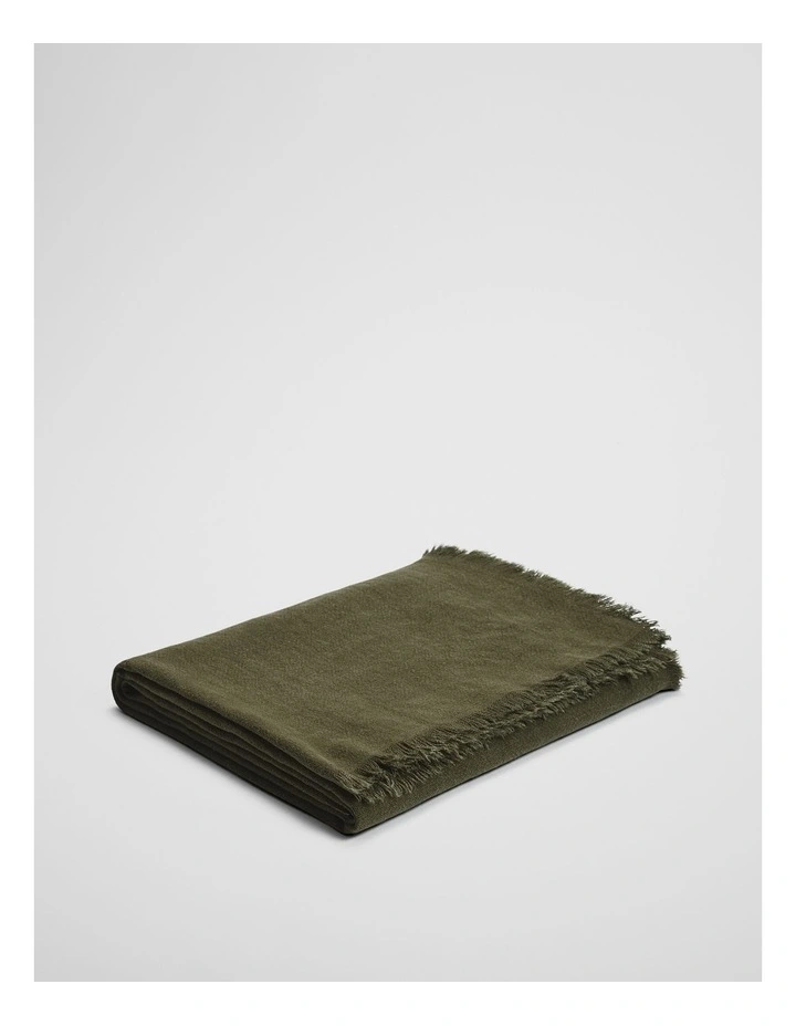 Grove Organically Grown Linen Throw in Dark Olive image 3