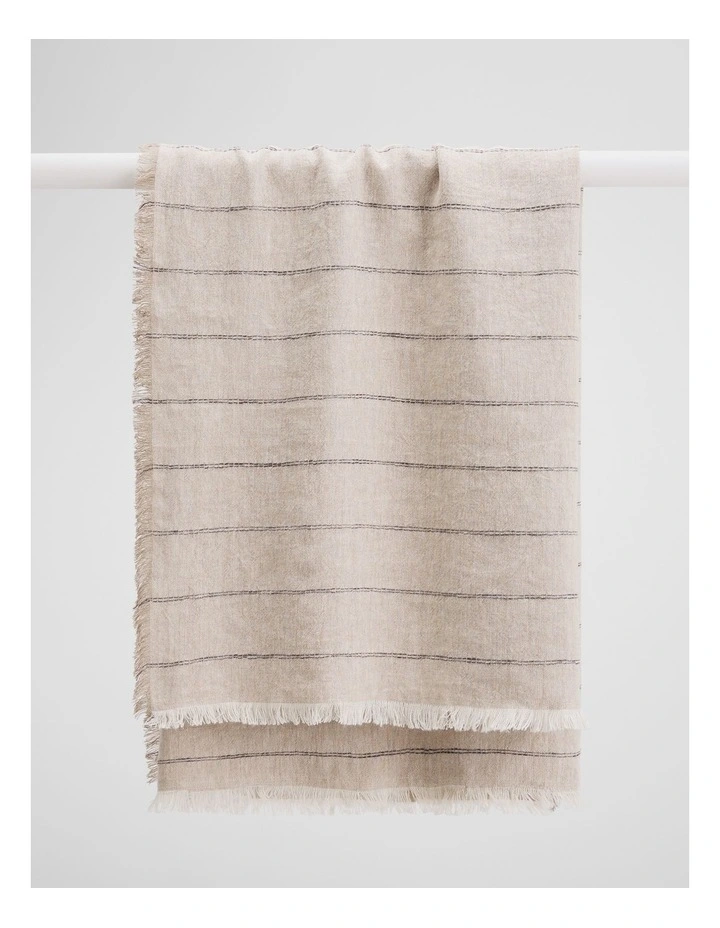 Grove Organically Grown Linen Throw in Natural Stripe image 1