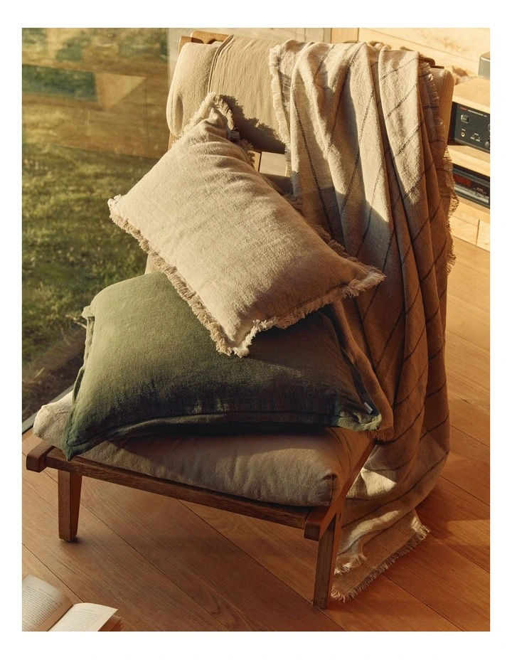 Grove Organically Grown Linen Throw in Natural Stripe image 2
