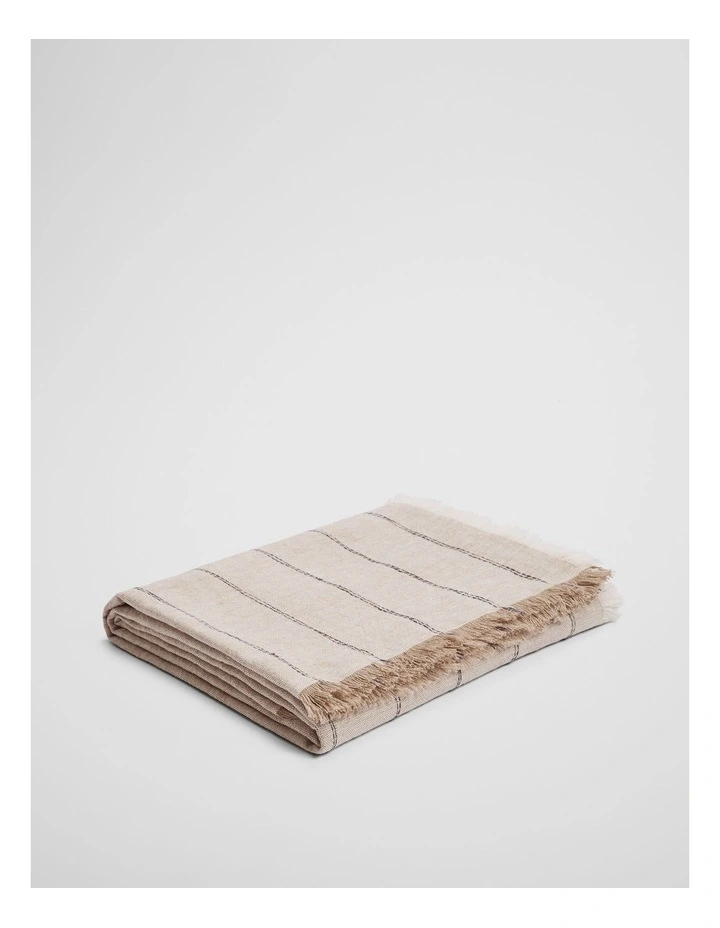 Grove Organically Grown Linen Throw in Natural Stripe image 3