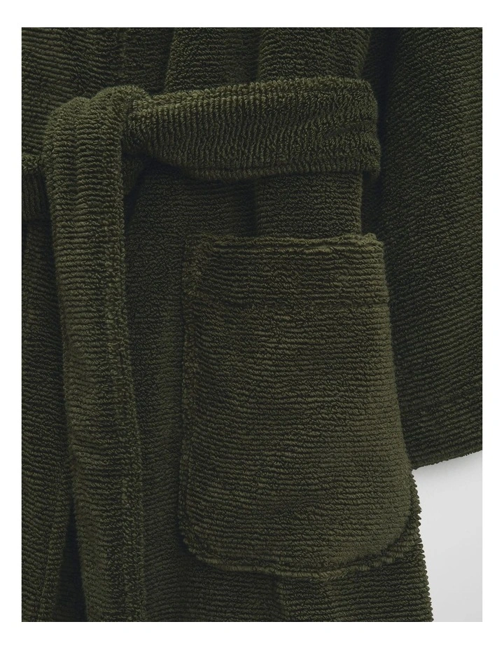 Mara Verified Australian Cotton Bath Robe in Dark Olive image 2