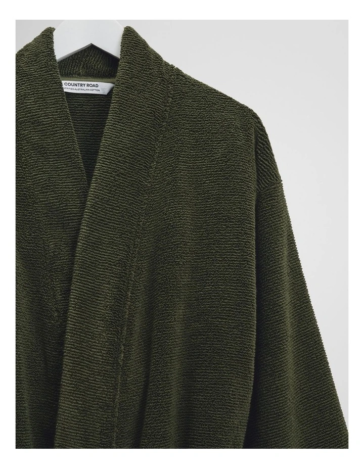 Mara Verified Australian Cotton Bath Robe in Dark Olive image 3