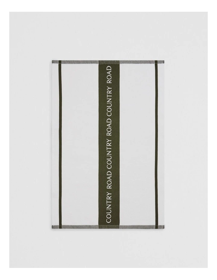 Cr Logo Australian Cotton Tea Towel in Dark Olive image 3