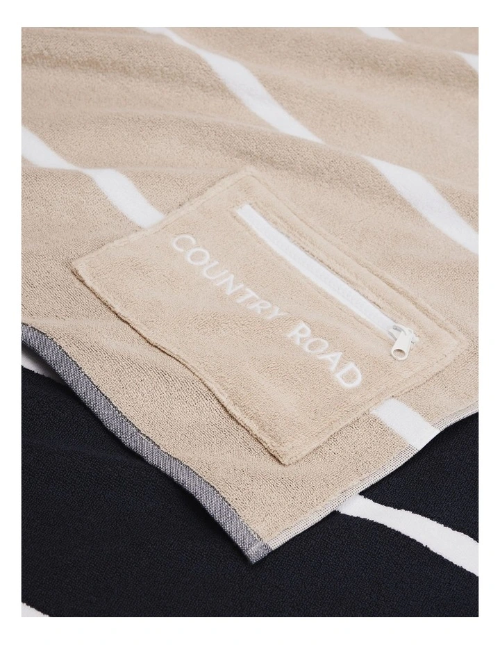 Esta Australian Cotton Pocket Beach Towel in Sand image 3