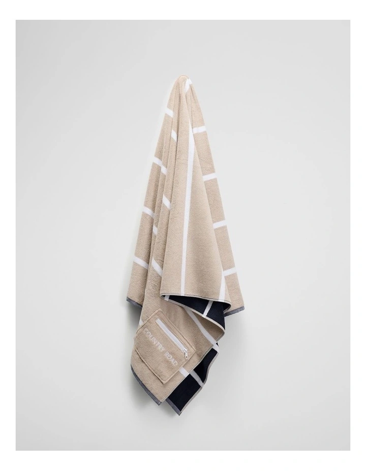 Esta Australian Cotton Pocket Beach Towel in Sand image 5