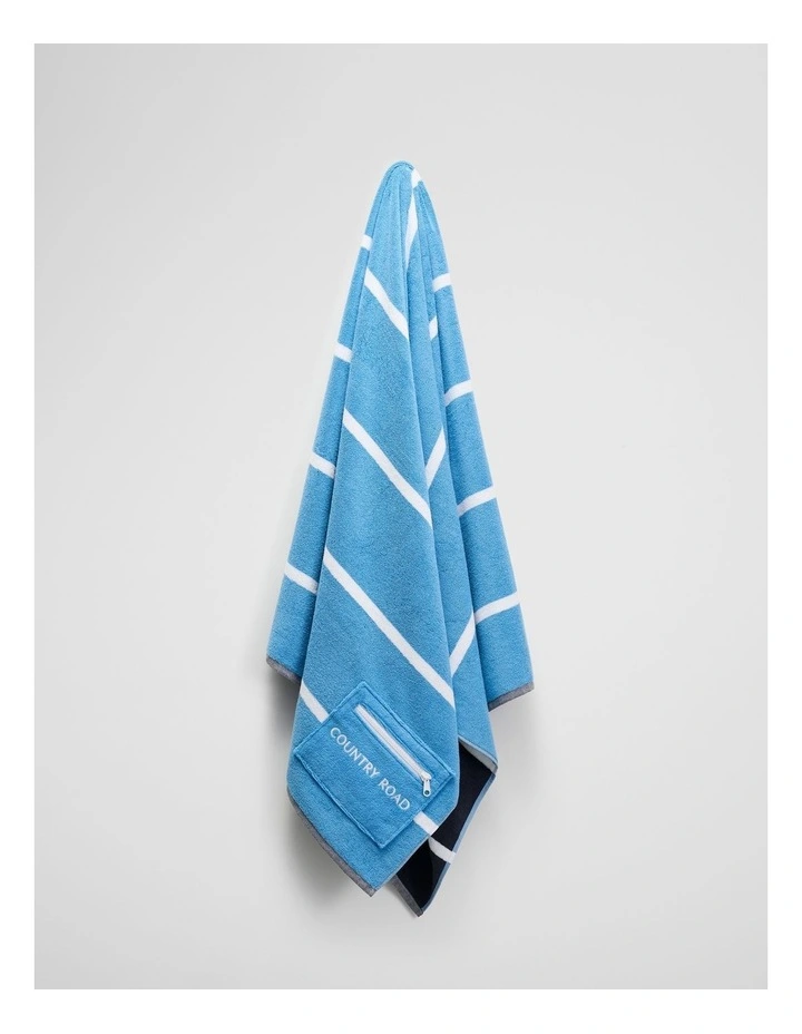 Esta Australian Cotton Pocket Beach Towel in Azure image 3
