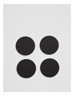 Arro Leather Coaster Set Of 4 in Black