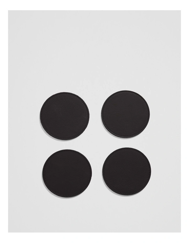 Arro Leather Coaster Set Of 4 in Black image 1