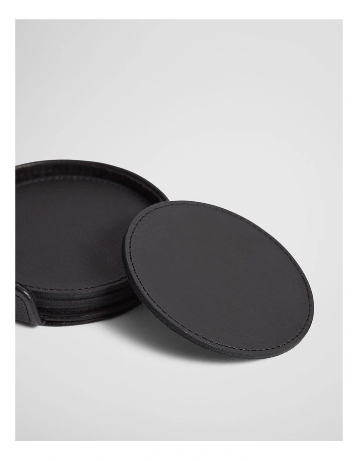 Arro Leather Coaster Set Of 4 in Black image 2