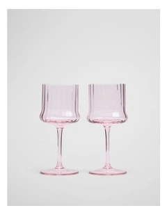 Anya Wine Glass Set Of 2 in Sugar Pink