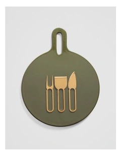 Arti Board And Knife Set in Dark Olive