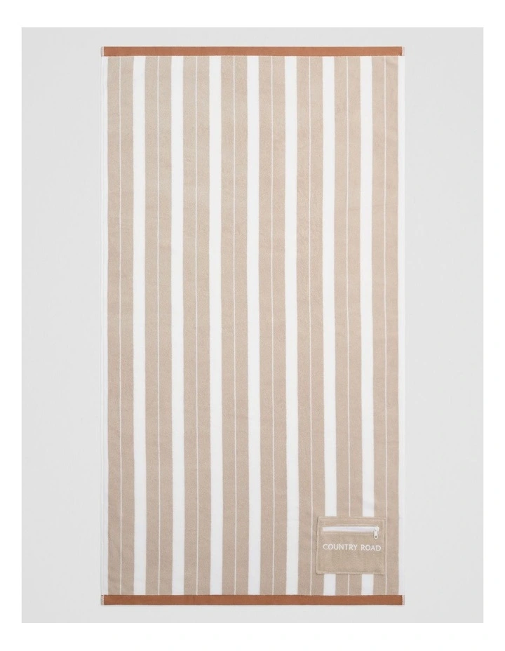 Kyla Australian Cotton Pocket Beach Towel in Toffee image 1