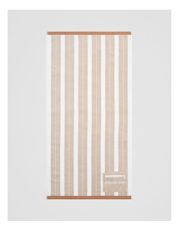 Kyla Australian Cotton Small Pocket Beach Towel in Toffee image 1