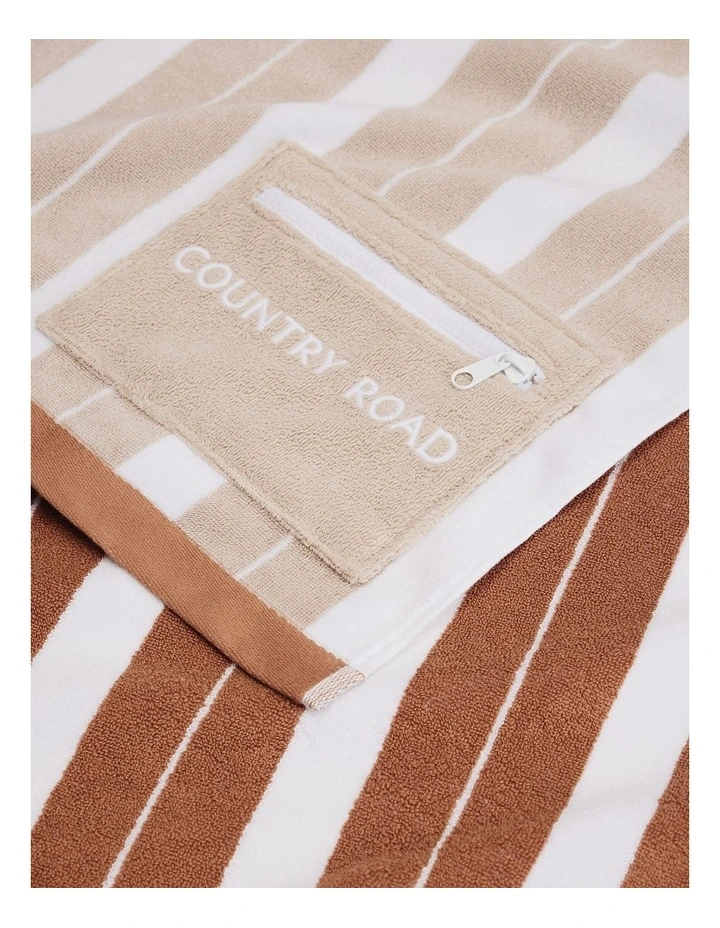 Kyla Australian Cotton Small Pocket Beach Towel in Toffee image 2