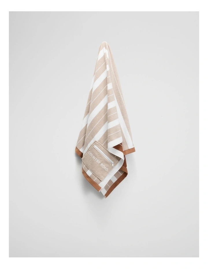 Kyla Australian Cotton Small Pocket Beach Towel in Toffee image 3