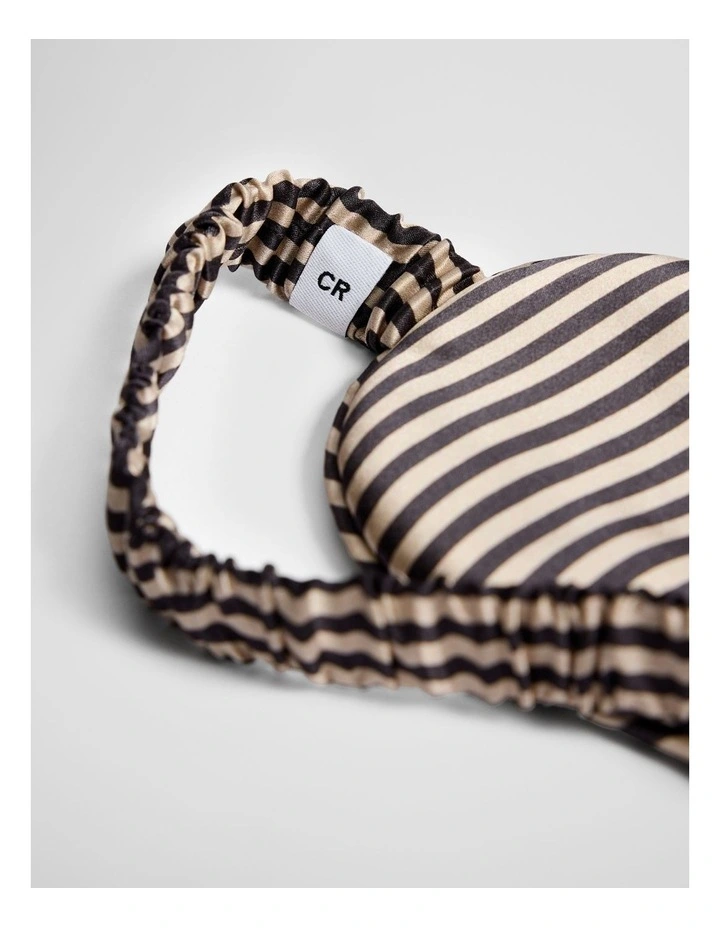 Silk Eye Mask in Charcoal Stripe image 2