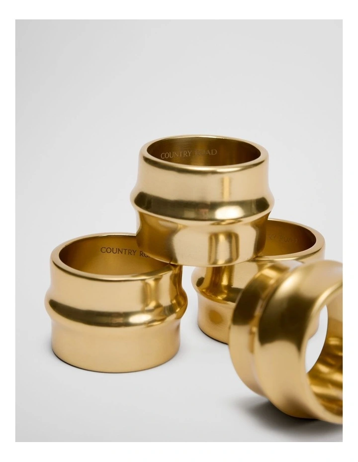 Moore Napkin Ring Set Of 4 in Brass image 2