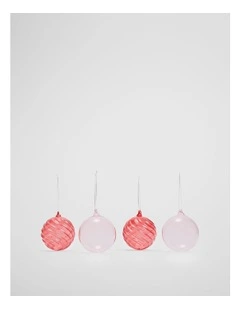 Large Bauble Set Of 4 in Fairy Tale Stripe