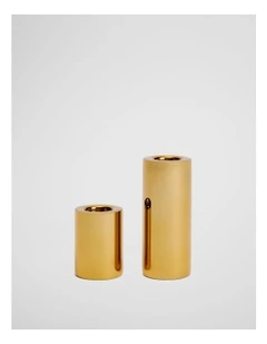 Brass Candle Holder Set Of 2 in Brass