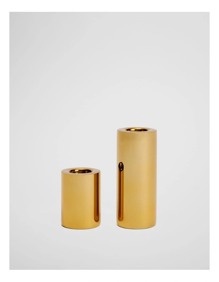 Brass Candle Holder Set Of 2 in Brass image 1