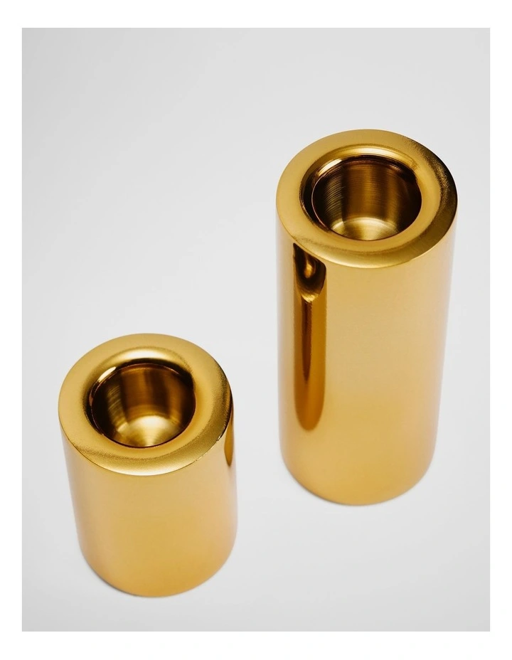Brass Candle Holder Set Of 2 in Brass image 2
