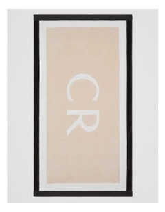 Cr Border Australian Cotton Beach Towel in Sand