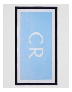 Cr Border Australian Cotton Beach Towel in Cloud