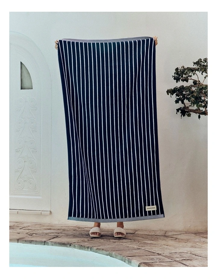 Keppel Australian Cotton Beach Towel in Navy image 2
