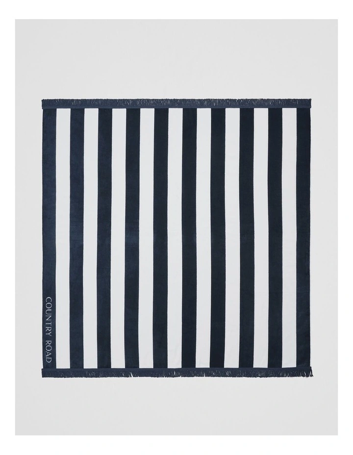 Beau Australian Cotton Beach Blanket in Navy image 3