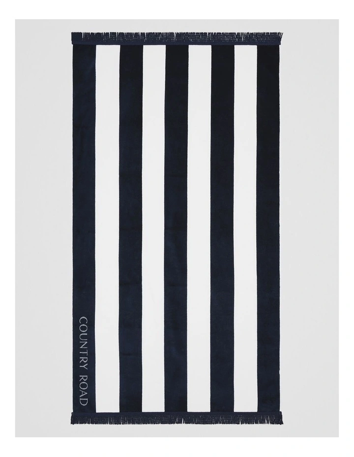 Beau Australian Cotton Beach Towel in Navy image 1