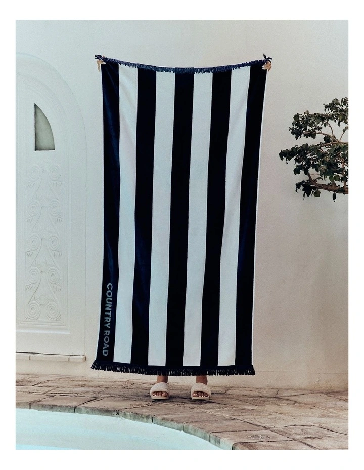 Beau Australian Cotton Beach Towel in Navy image 2