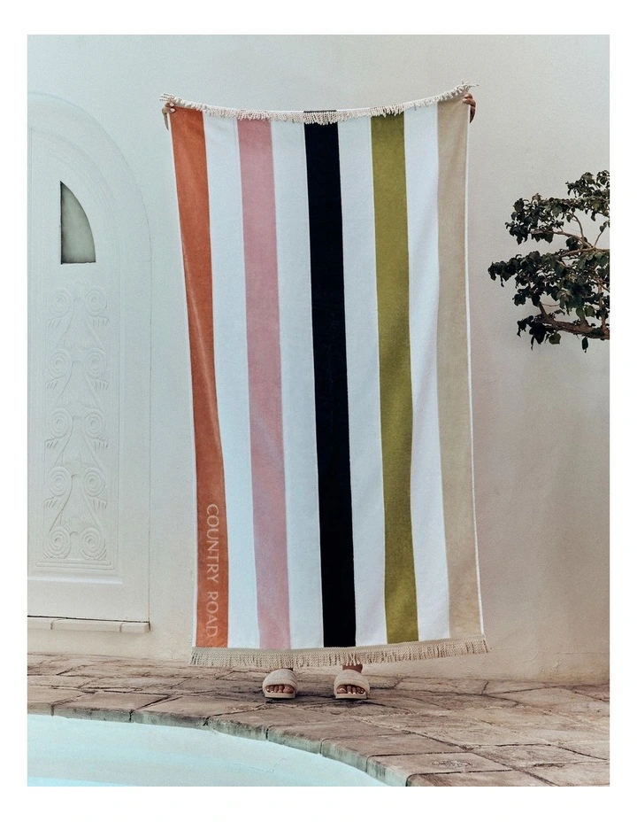 Beau Australian Cotton Beach Towel in Peach Multi image 2