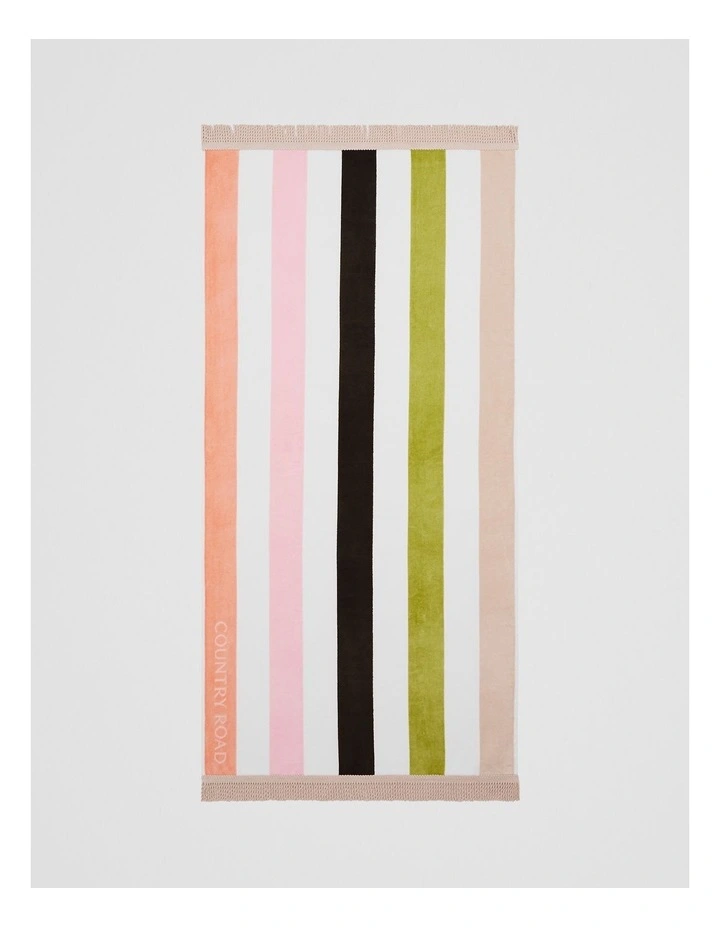 Beau Australian Cotton Small Beach Towel in Peach Multi image 1