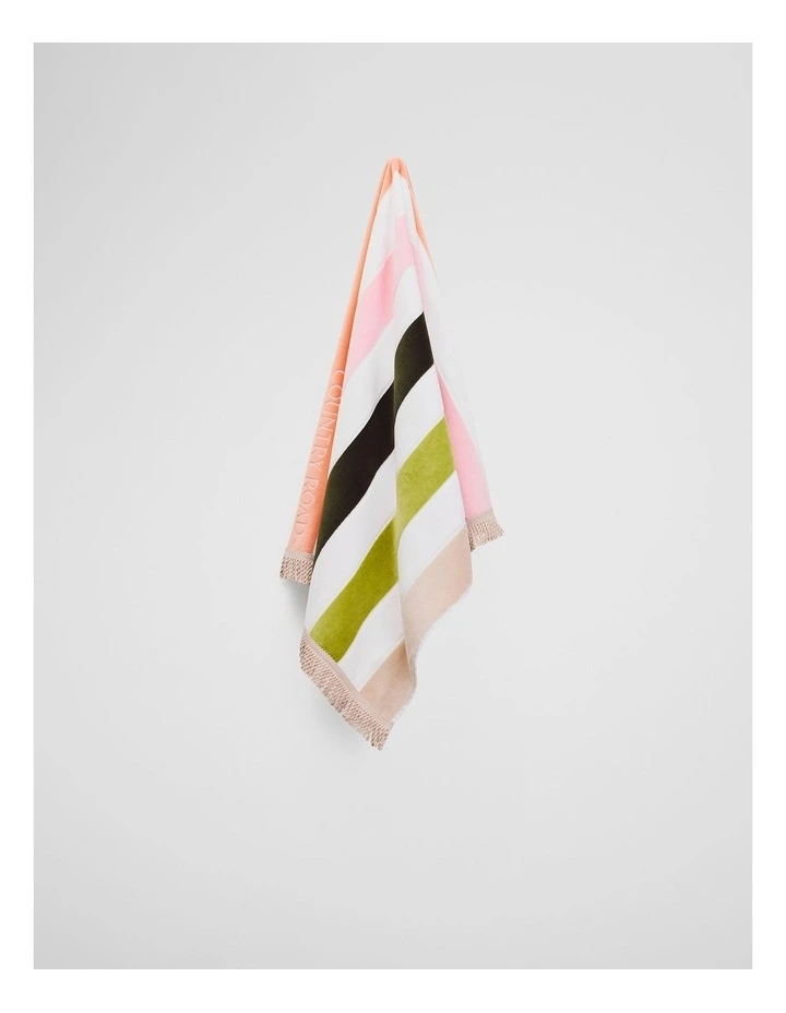 Beau Australian Cotton Small Beach Towel in Peach Multi image 3