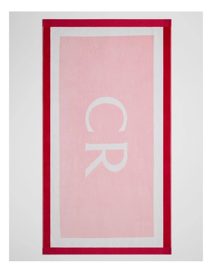 Cr Australian Cotton Border Towel in Dawn Pink image 1