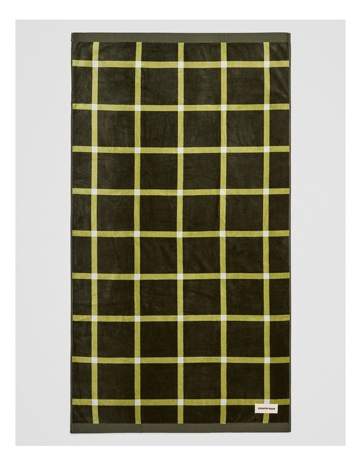 Cluny Australian Cotton Beach Towel in Dark Olive image 1